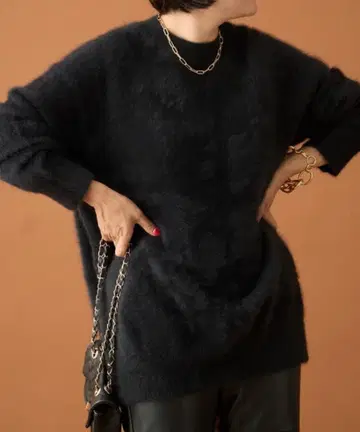 loungedress FUR 캐시미어 크루 니트 블랙 2022년