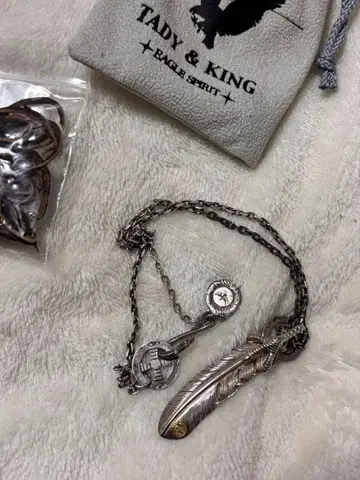 TADY&KING 특대형 은색 손톱 페더 세카쿠 체인 50cm