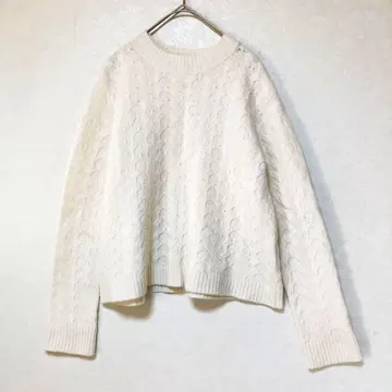 미사용급 Theory luxe 케이블 짜임 니트 크루넥 울 혼방