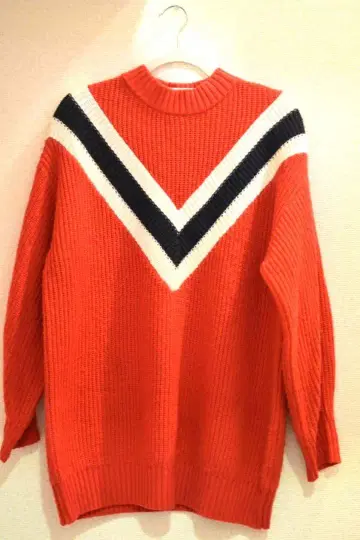 Rady 레이디 V라인 니트 스웨터 선명한 레드 빅 루즈