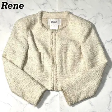 현행 Rene x TISSUE사 트위드 노카라 자켓 세레모니