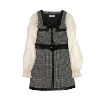 BUBBLES 포인트 가죽 클래시컬 미니 원피스