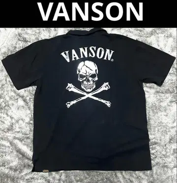 [VANSON] 스컬 해골 피케 셔츠 반팔 빈티지 실버 XXL