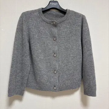 폭시 캐시미어 가디건 비쥬 버튼