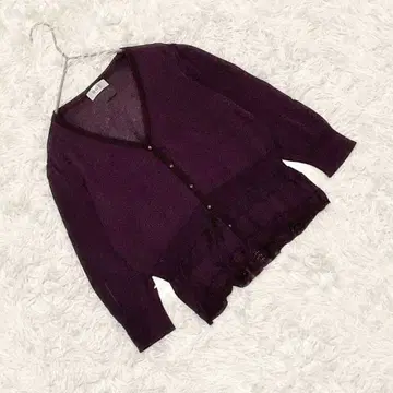 [ 자유구 ] (38) V넥 가디건 밑단 프릴 레이스 7부 소매 일본제