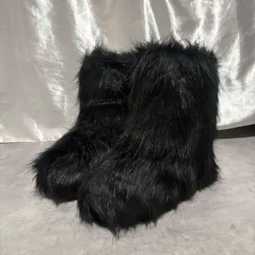 y2K 헤이세이 갸루 몬스터부츠 블랙 퍼 부츠 숏부츠