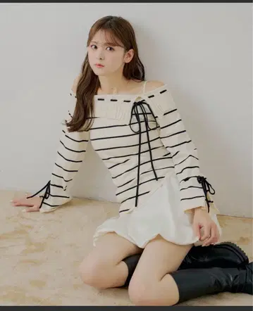 Chico 원숄더 니트 + 벌룬 원피스 세트 택 포함