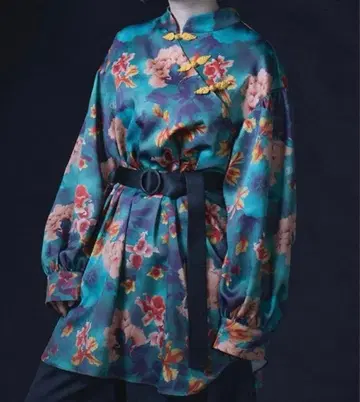 &ellecy 버튼 차이나 블라우스