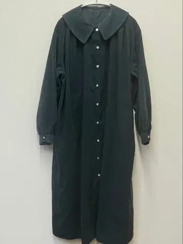 각 옷깃 개더 원피스 코듀로이 셔츠 원피스 긴팔