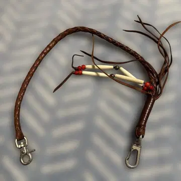 플랫 헤드 가죽 꼬임 지갑 체인 브라운 약 60cm