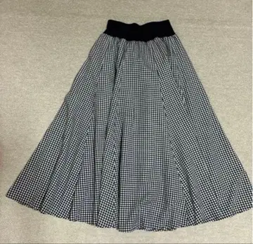 플레어 스커트 블랙 화이트 깅엄 체크
