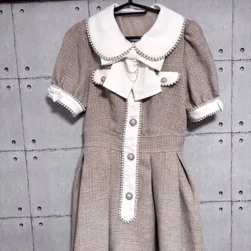 시크릿 허니 펄 트위드 원피스 베이지