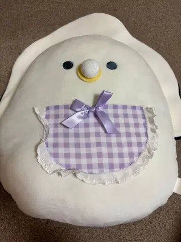 동글동글 눈망울 카키 봉제 인형 보라색 에이프런 포함 사이즈 XL+