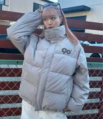 9090 로고 리치 퍼퍼 재킷 라이트 그레이 L