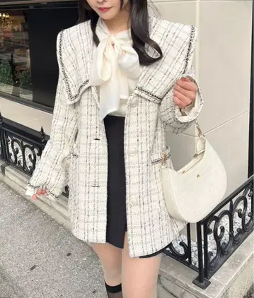 트위드 미들 코트 NICE CLAUP