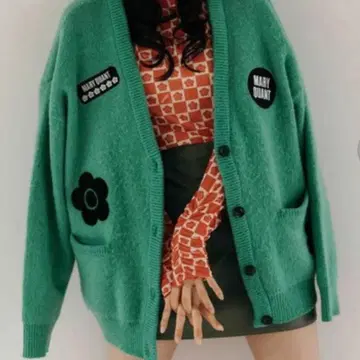 [새상품] MARY QUANT x PUBLUX 콜라보 그린 니트 가디건