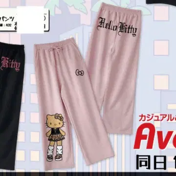 아베일 키티 스웨트 팬츠 저지 핑크 M 갸루 일광화상