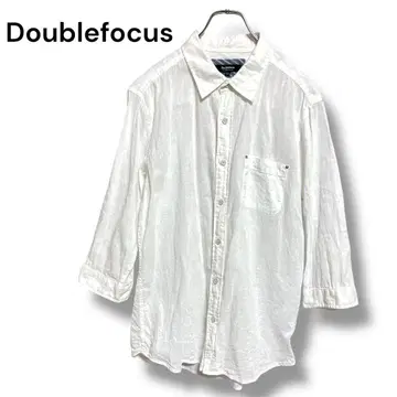 더블 포커스 면 린넨 7부 소매 셔츠 LL 사이즈 자연주의 화이트