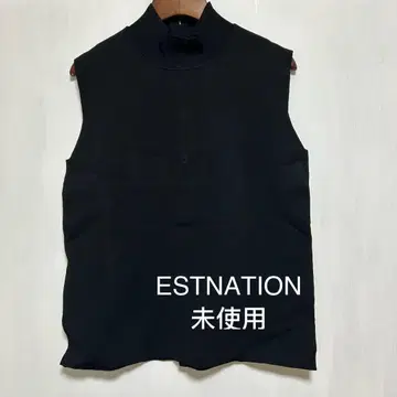 ESTNATION 박스 슬리브리스 니트 미사용 블랙 에스트네이션