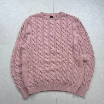 [새상품급] BATONER 코튼 케이블 니트 스웨터 핑크 사이즈 2