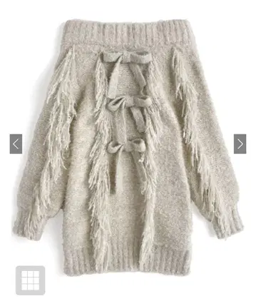 GRL 프린지 리본 오프숄더 니트 미니 원피스 pm730