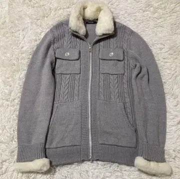 극미품 LOVELESS 에코 퍼 니트 가디건