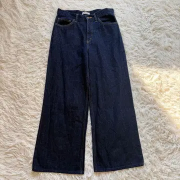 일본제 이치 앤티크 린넨 코튼 데님 와이드 팬츠 인디고