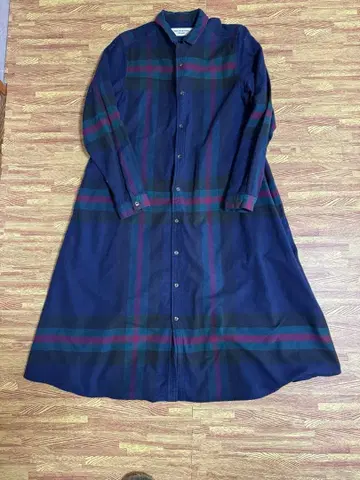 BEAMS BOY 네이비 체크 셔츠 원피스