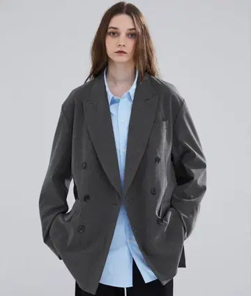 LUENNA 오버사이즈 더블 브레스티드 자켓