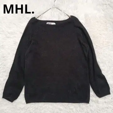 MHL. 크루넥 니트 린넨 코튼 얇은 소재 다크 그레이 긴팔 L