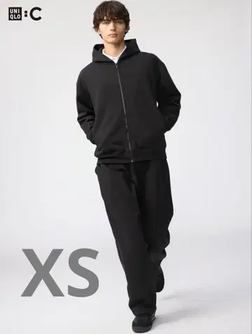 UNIQLO C 맨투맨 와이드 팬츠 블랙 XS 표준 길이