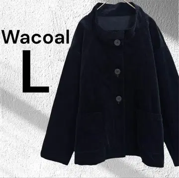 와코루 코트 숏 기장 스탠드 카라 코듀로이 버튼 루즈핏 L