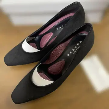 새상품 RAKUNA 라쿠나 척추 교정 스웨이드 펌프스 블랙