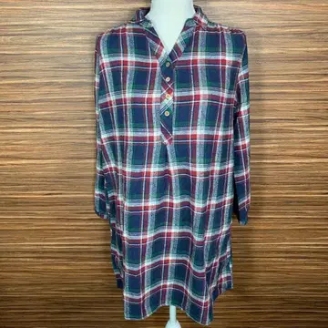 MEICONNE 메이콘 셔츠 원피스 L 빨간색 레이온 체크