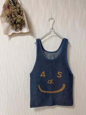 미사용 새상품 45rpm 탱크백 데님 스마일 토트