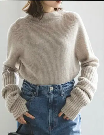 NOBLE 암 니트 베이지 프리 사이즈