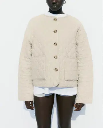 미사용 새상품 ZARA 린넨 블렌드 퀼팅 자켓