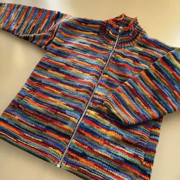 90s 빈티지 파차마마 에콰도르 핸드메이드 니트 구제 의류 지퍼