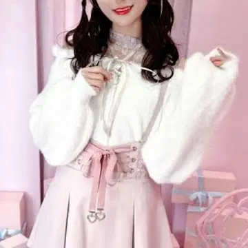 MA*RS 마즈 어깨 트임 샤기 니트탑 핑크