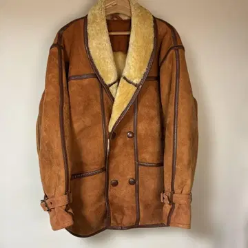 빈티지 리얼 무스탕 더블 브레스트 하프 코트