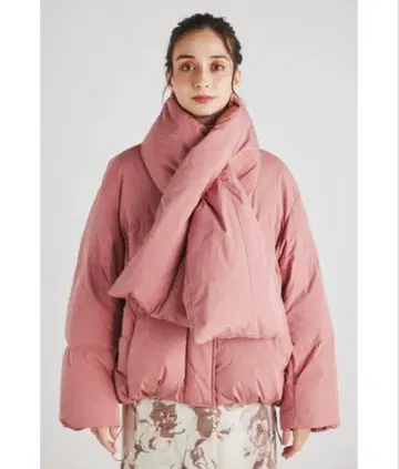 택 포함 새상품 rienda 머플러 포함 다운 자켓 핑크 프리 사이즈