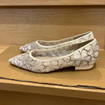 RANDA 시어 플라워 플랫 펌프스