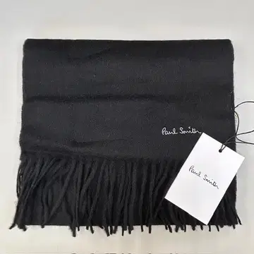 미사용 택 포함 폴스미스 머플러 무지 남성용 울 블랙