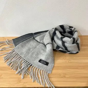 캐시미어 100% 스코틀랜드제 머플러 보더 무늬 캐시미어