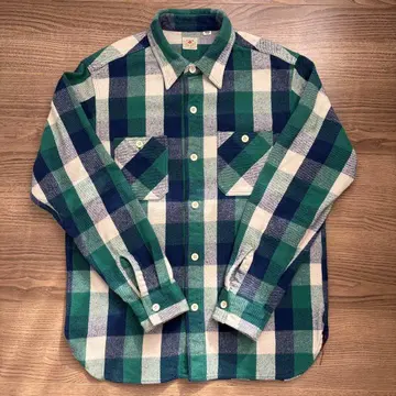 SUGARCANE 트윌 체크 긴팔 워크 셔츠 M