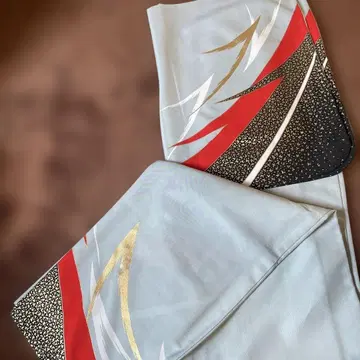 무용 기모노 그레이 빨간색 금 2장 세트