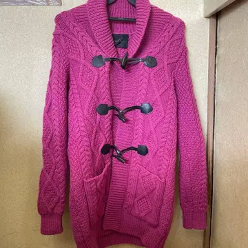 HYSTERIC GLAMOUR 케이블 짜임 더플 코트 핑크