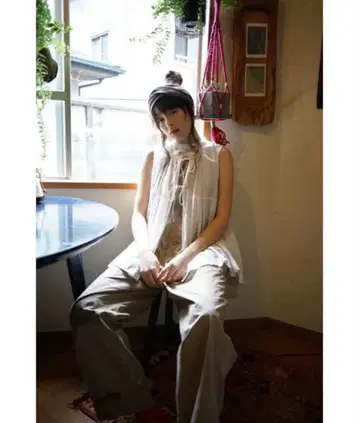 BEAMS BOY / 코튼 개더 슬리브리스