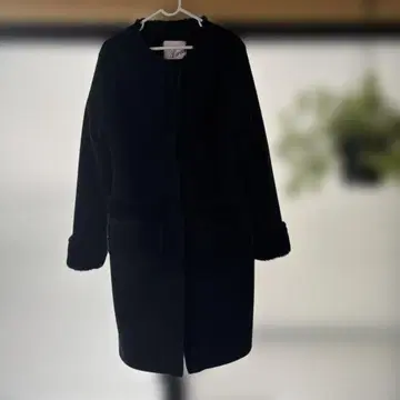 블랙 플리스 롱 코트 2 포켓 kavach