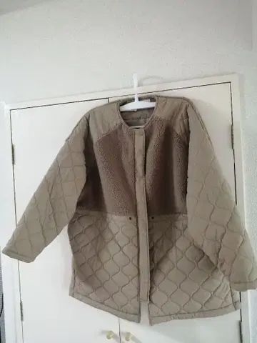 노카라 보아 퀼팅 코트 베이지 따뜻한 코트 아우터